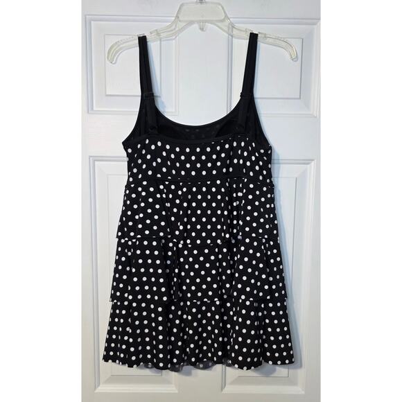 Inches Away Women's‎ One Piece Swimsuit Size 12 Polka Dots Black - Picture 3 of 7